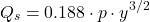 \[ Q_s = 0.188 \cdot p \cdot y^{3/2} \]