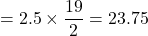 \[ \text{산소 몰수} = 2.5 \times \frac{19}{2} = 23.75 \text{몰} \]