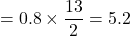 \[ \text{산소 몰수} = 0.8 \times \frac{13}{2} = 5.2 \text{몰} \]